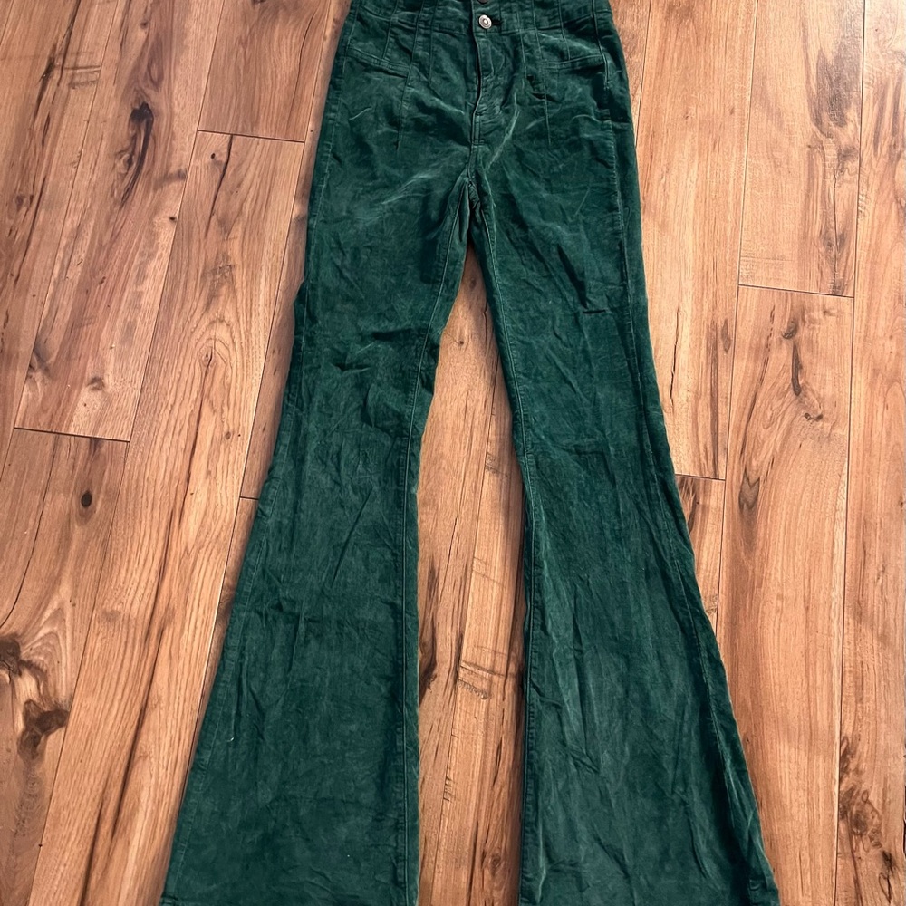 Free People Jayde Cord Flare Jeans - Emerald